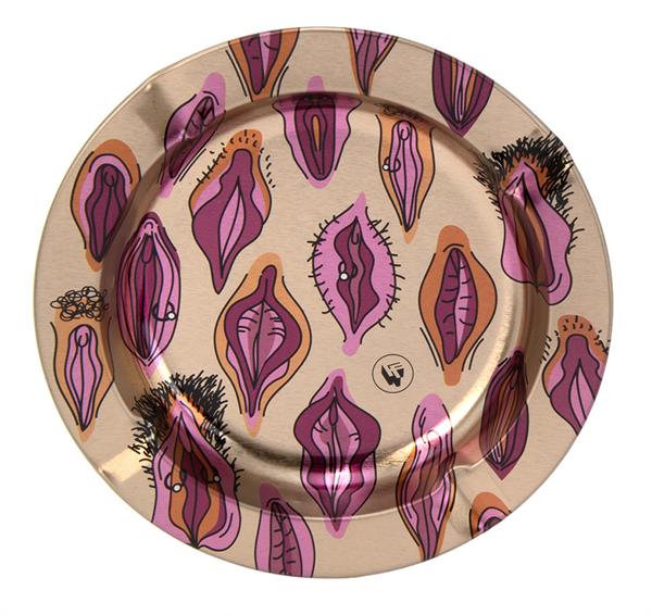 Metall Aschenbecher, "PUSSY PATTERN Metallic"