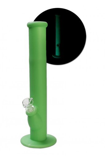 Black Leaf Silikonbong Glow mit Glaskopf 35 cm – NS 18,8, Grün