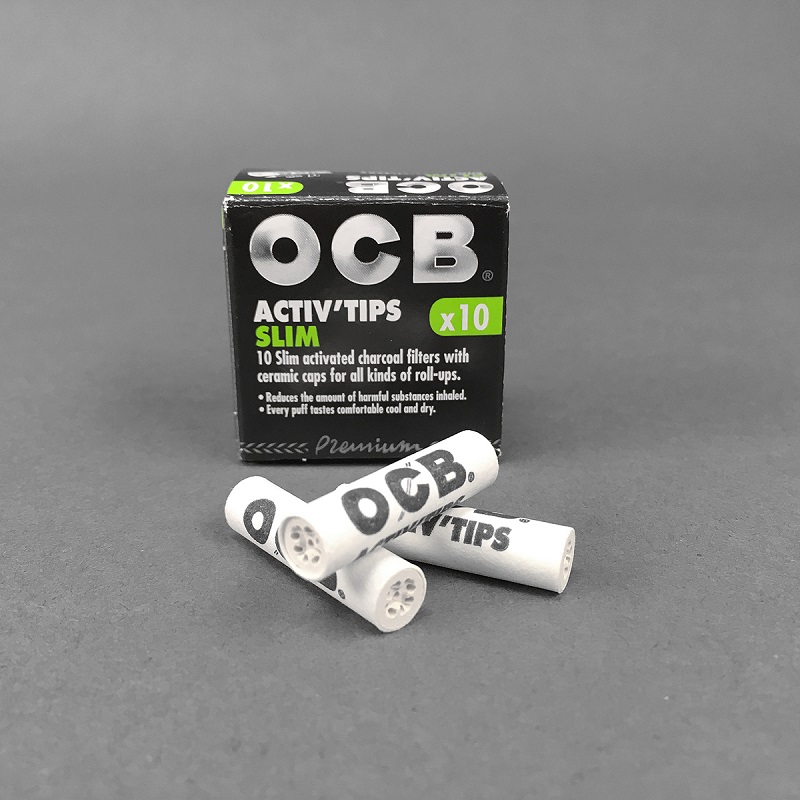 OCB Aktivkohlefilter Activ'Tips Slim Ø 7 mm – 10 Stück