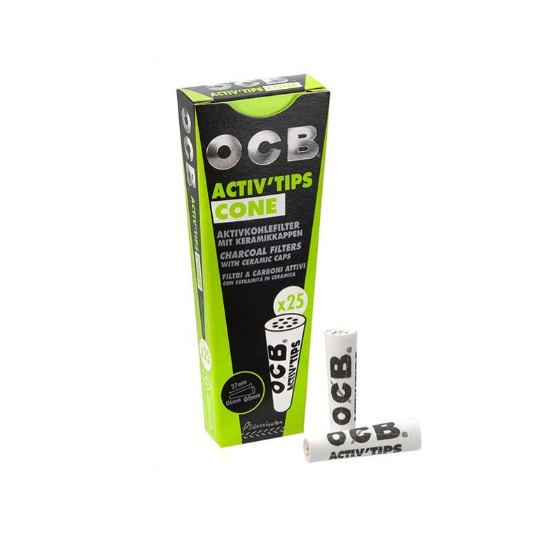 OCB Aktivkohlefilter Activ'Tips Cone konisch Ø 6–8 mm – 25 Stück