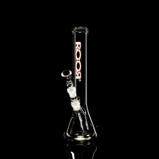 ROOR Glasbong Little Sista Beaker 45 cm 3,2-mm-Glas – NS 18,8, Weiß-Rot