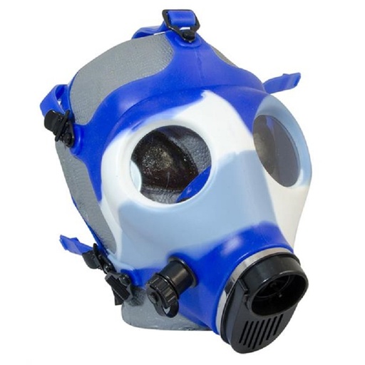 Gasmaske Silikon – Blau-weiß