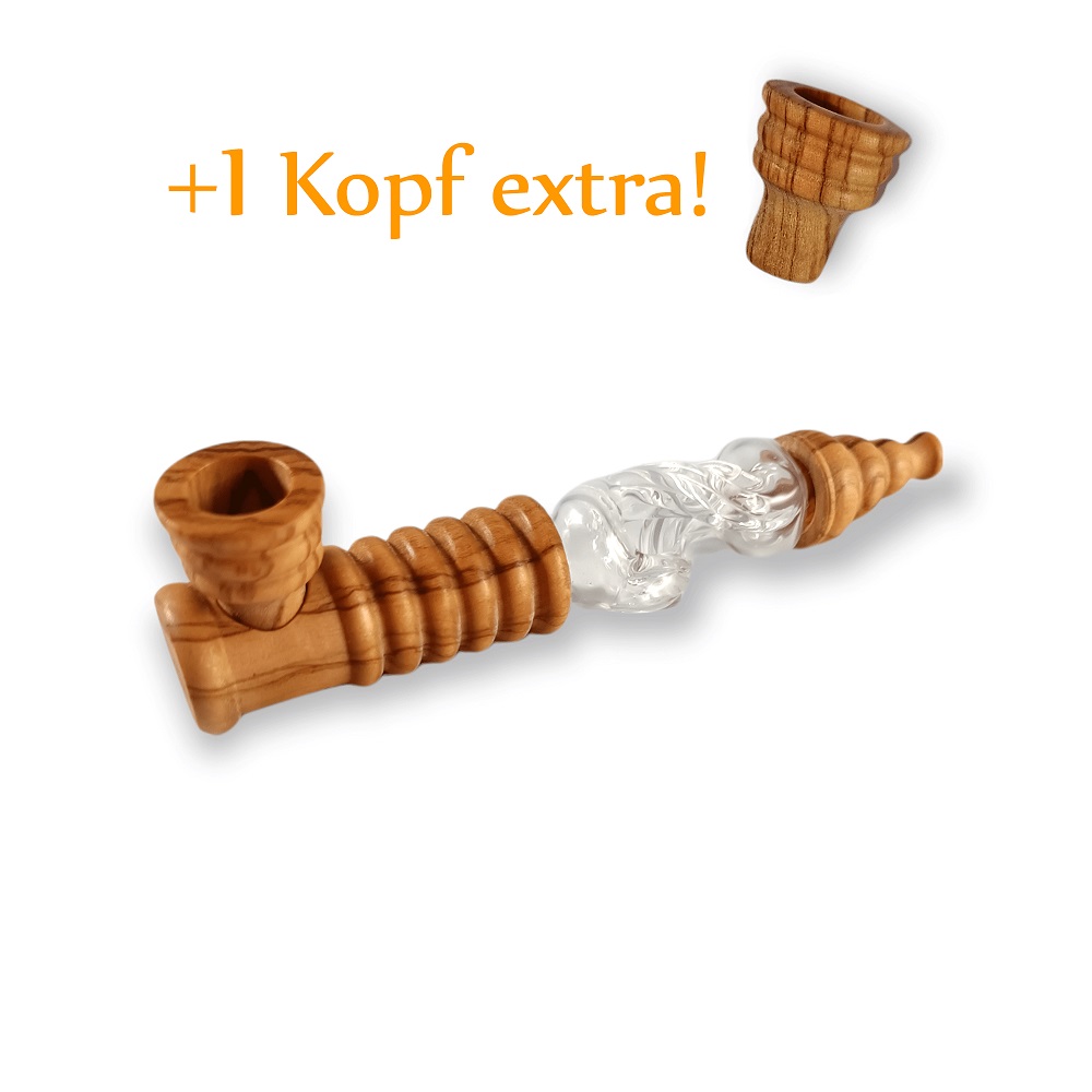 Calumet Holzpfeife Cankuna mit Glas-Mittelstück