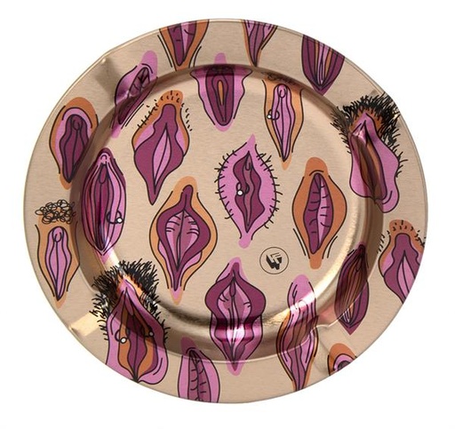 Aschenbecher Pussy Pattern Metall Ø 14,5 cm – Metallic