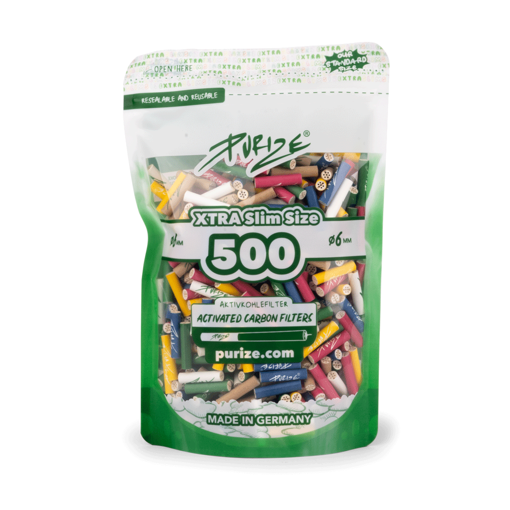 PURIZE - XTRA Slim / Multicolor Doypack - 500 Aktivkohlefilter