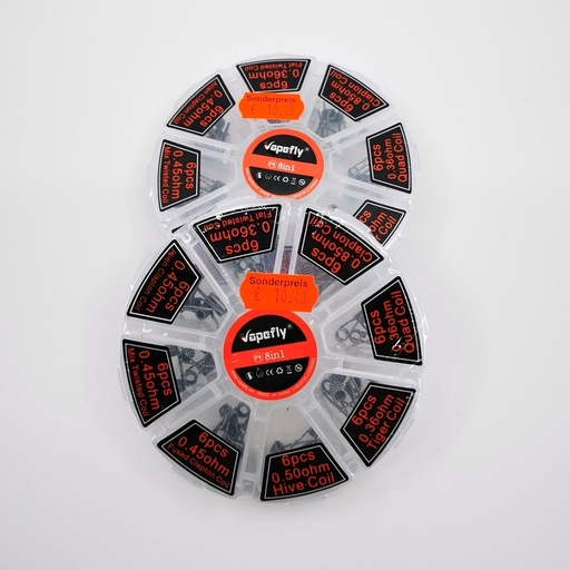 Vapefly - Fertigcoil Box - 48 Kanthal Wicklungen - 8 Sorten x 6 Stück